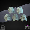 Ten 3D printed Demon Hunters shoulders models by Last Hope Miniatures, detailed fantasy miniatures for tabletop gaming.