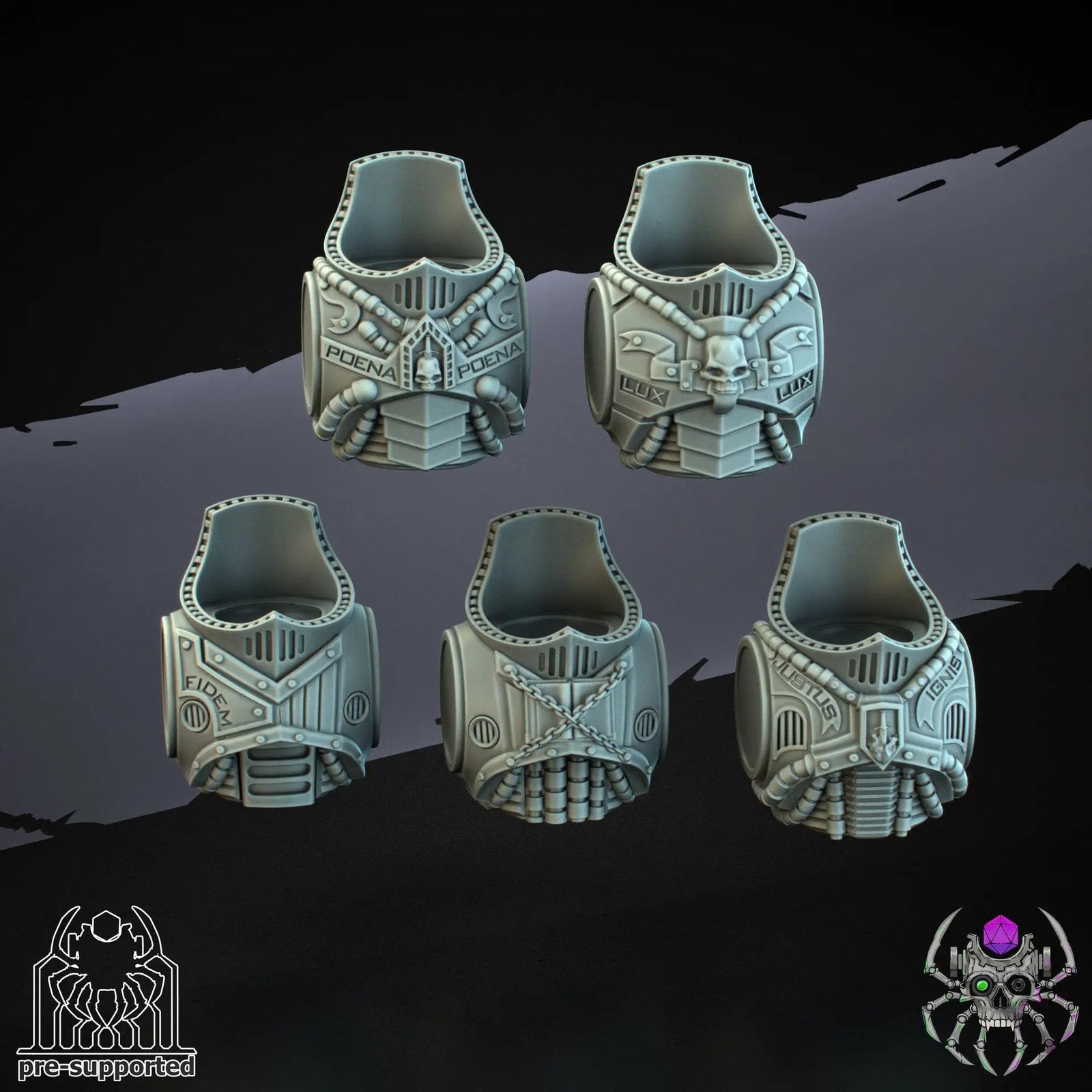 3D printed Demon Hunters torso model by Last Hope Miniatures for tabletop gaming, featuring detailed demonic armor and weaponry.