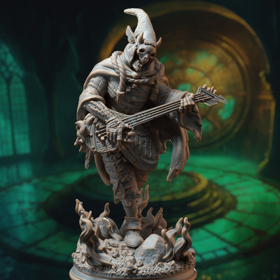 3D printed demonic jester model by Last Hope Miniatures, featuring intricate details and a sinister, clown-like appearance.