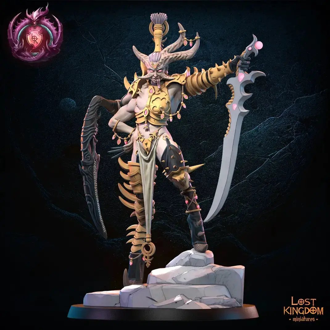 3D printed Depravation Daemon Prince model by Last Hope Miniatures, featuring intricate details and a menacing design.