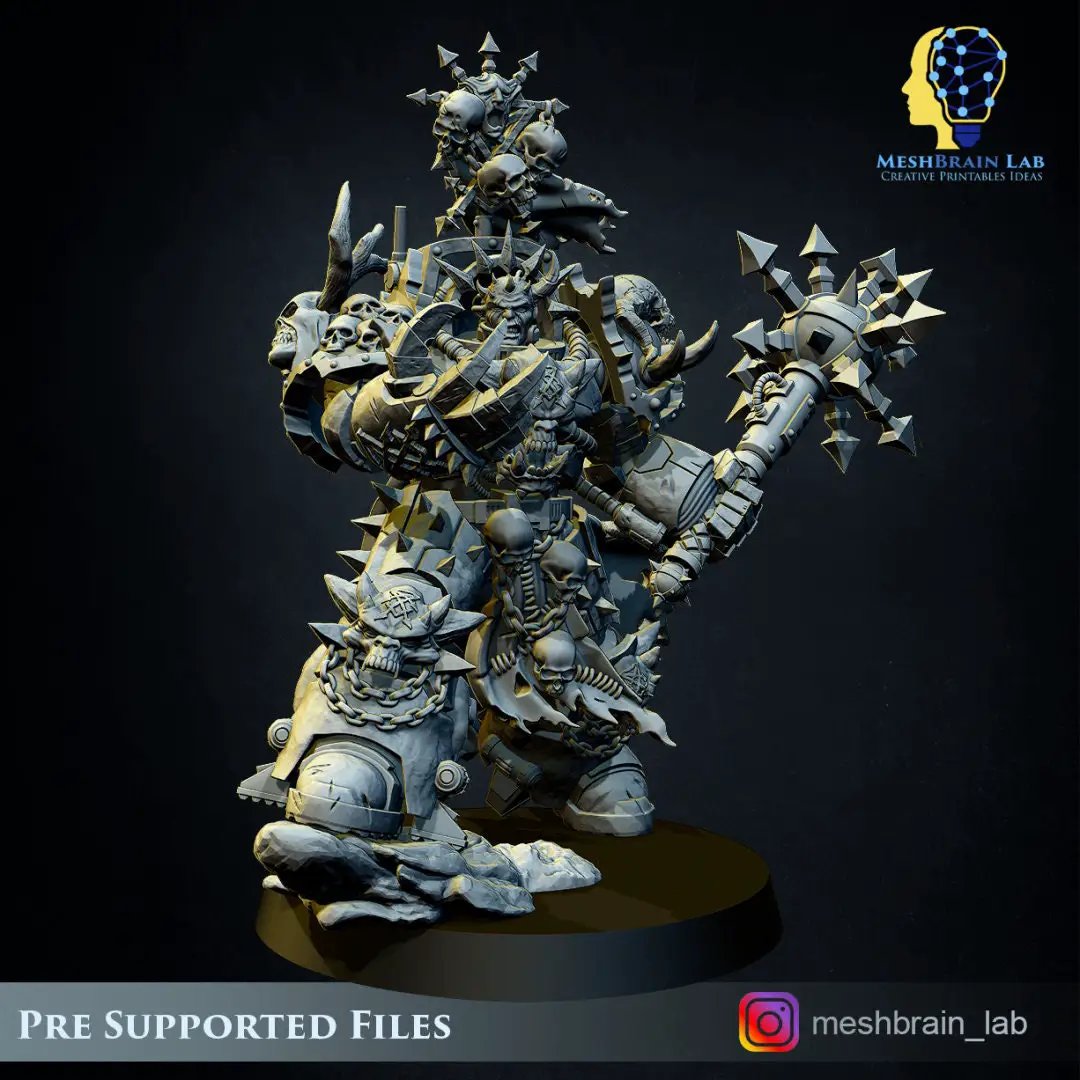 3D printed Doom Marine Chosen model by Meshbrain Labs, detailed miniature figure from Last Hope Miniatures collection.