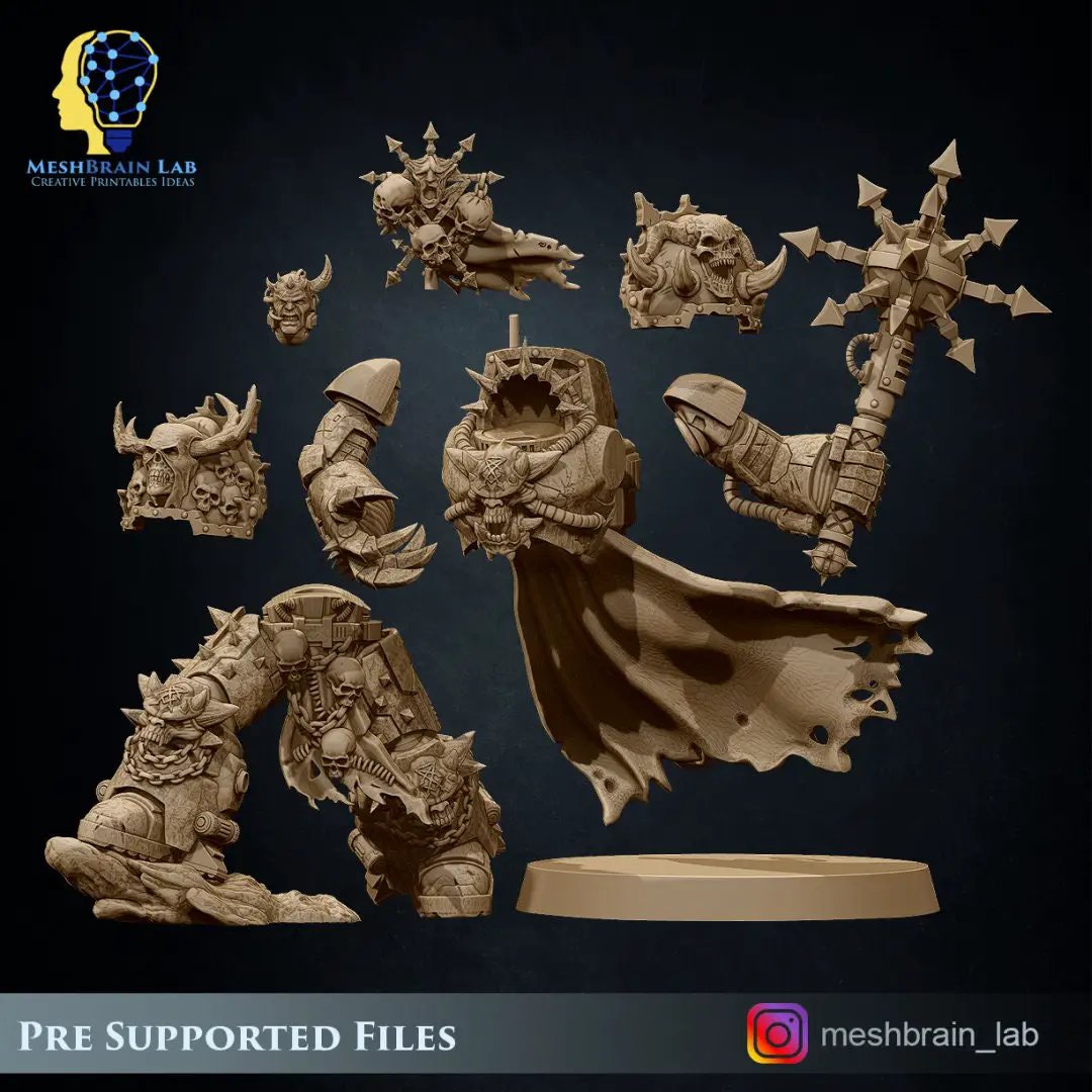 3D printed Doom Marine Chosen model by Meshbrain Labs, painted miniature figure from Last Hope Miniatures collection.