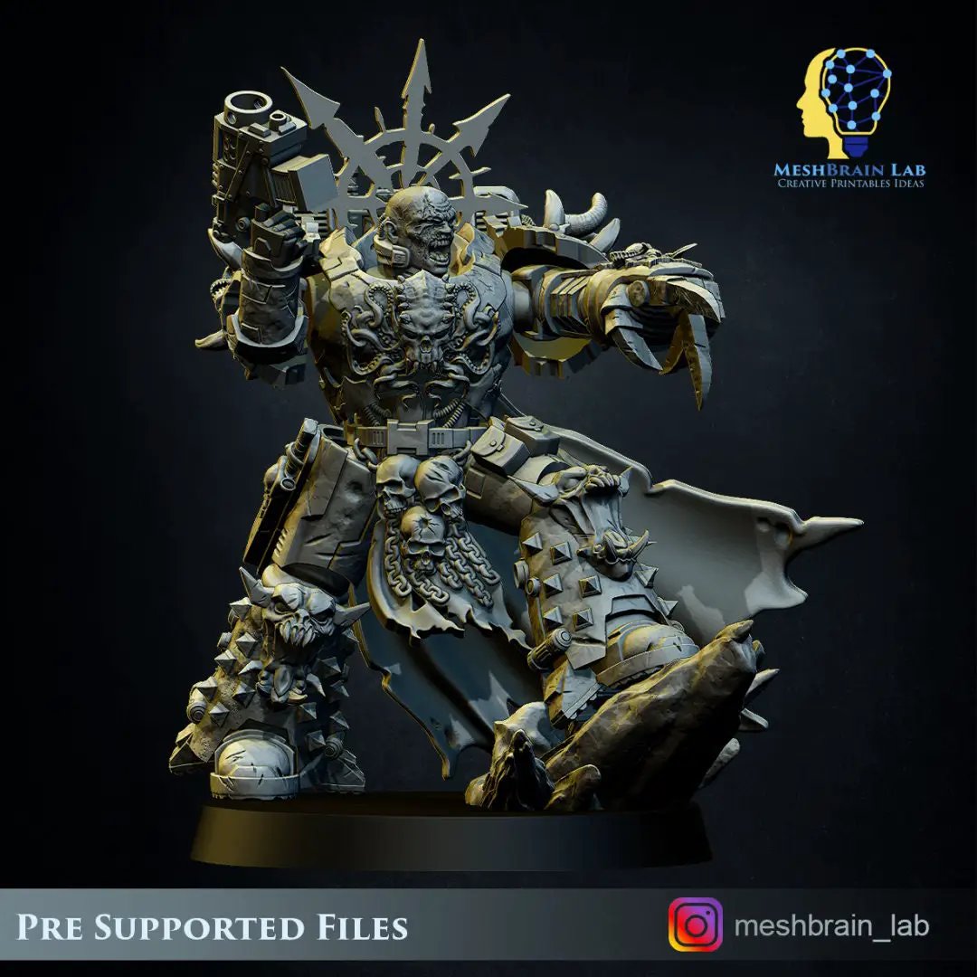 3D printed Doom Marine Commander model by Last Hope Miniatures, detailed sci-fi figure with armor and weaponry.