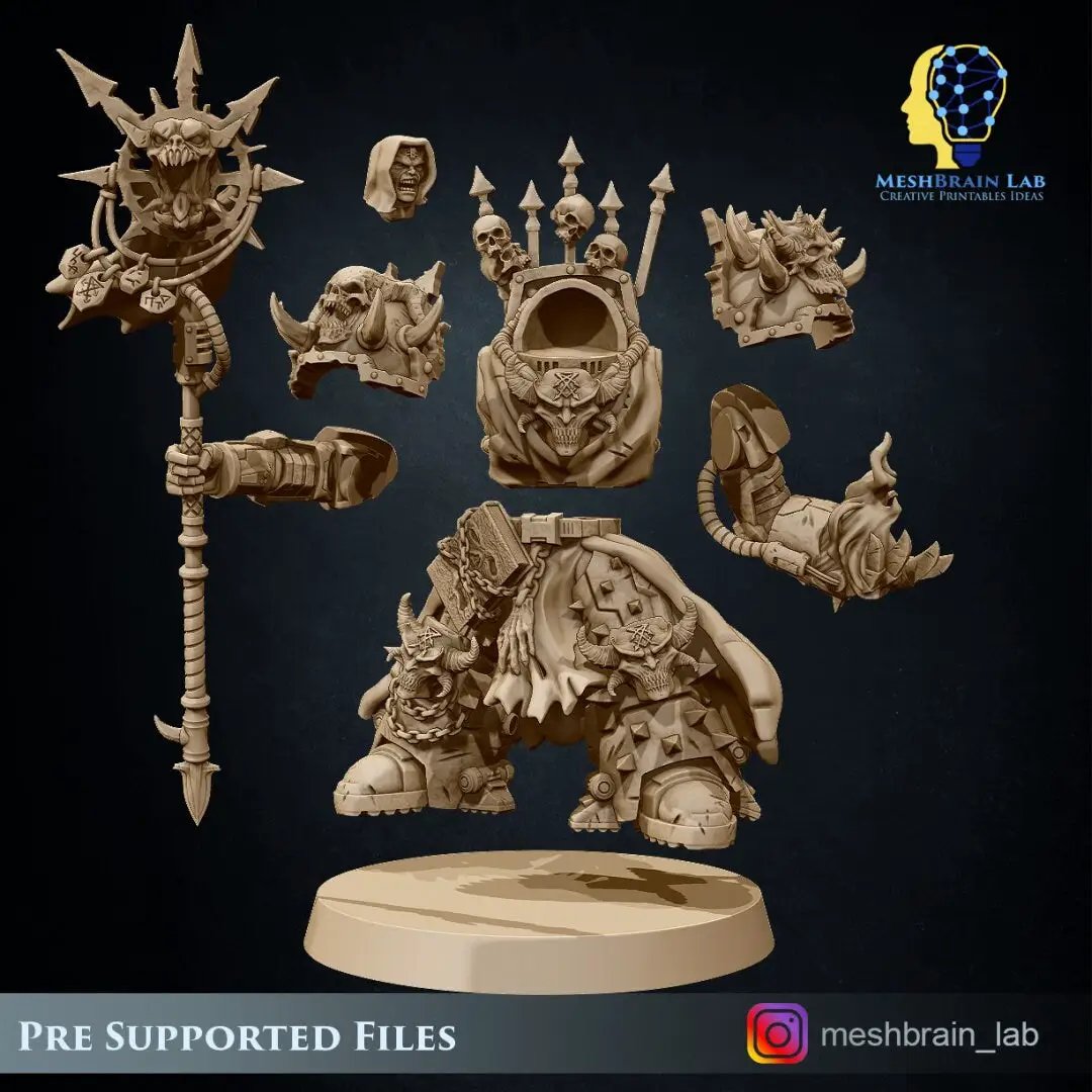 3D printed Doom Marine Sorcerer model by Last Hope Miniatures, detailed miniature figure with intricate design by Meshbrain Labs.