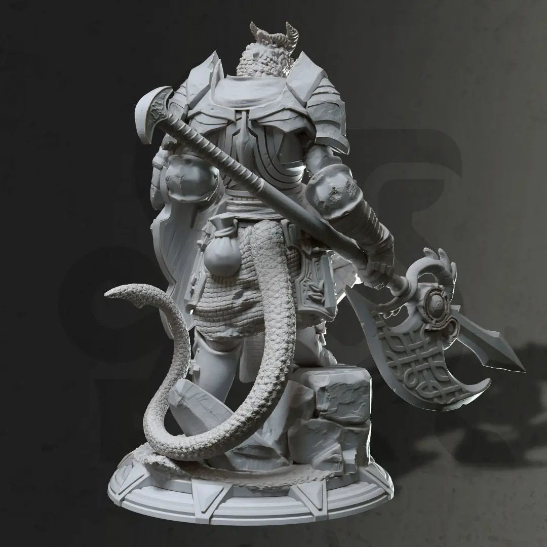 3D printed Dragon Knight model by Last Hope Miniatures, detailed fantasy figurine with dragon and knight armor.