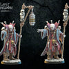 3D printed Dregan "Bones" Necromancer model by Lost Kingdom Miniatures, detailed fantasy figure for tabletop gaming.
