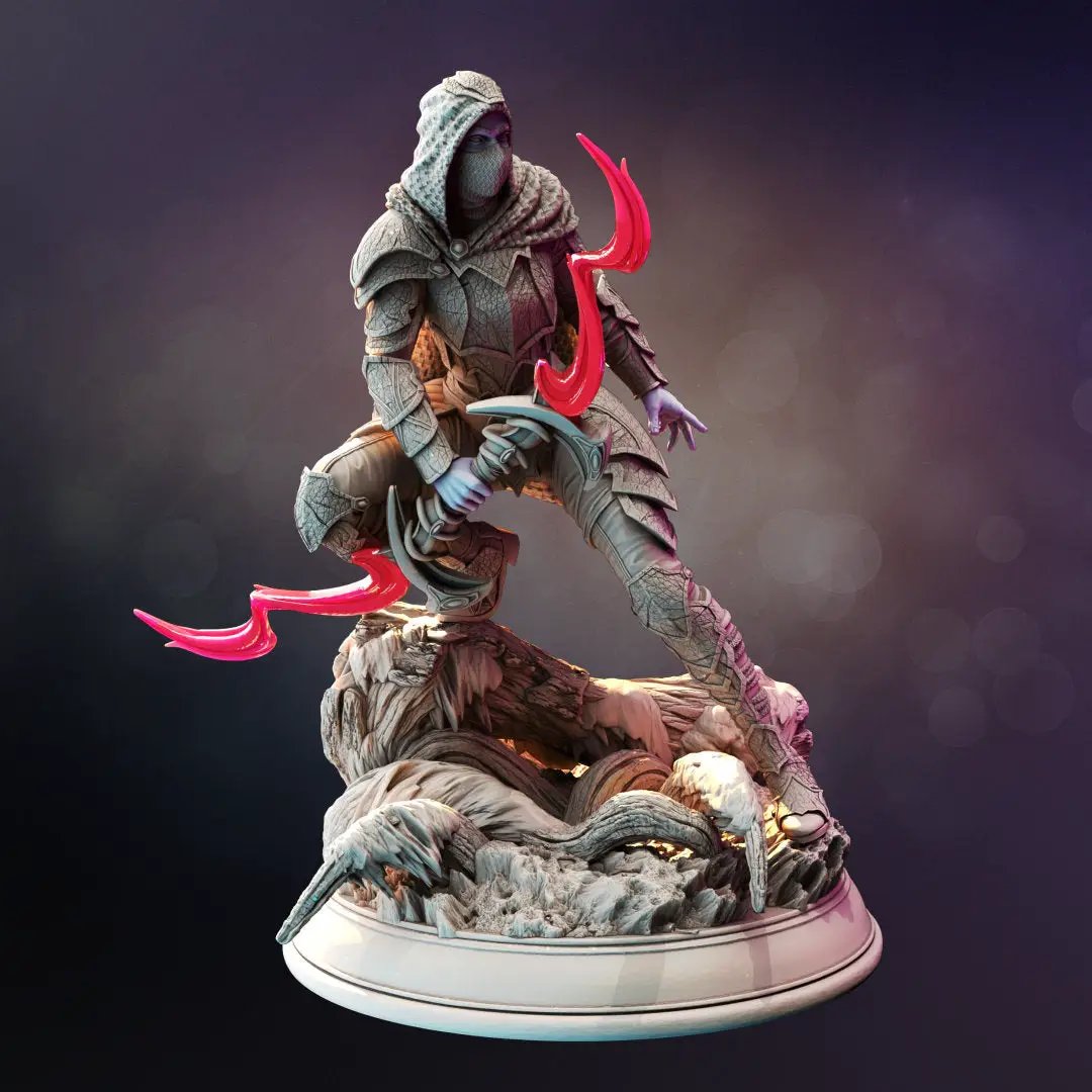 3D printed Drow Swamp Ranger model by Last Hope Miniatures, detailed fantasy figure for tabletop gaming.