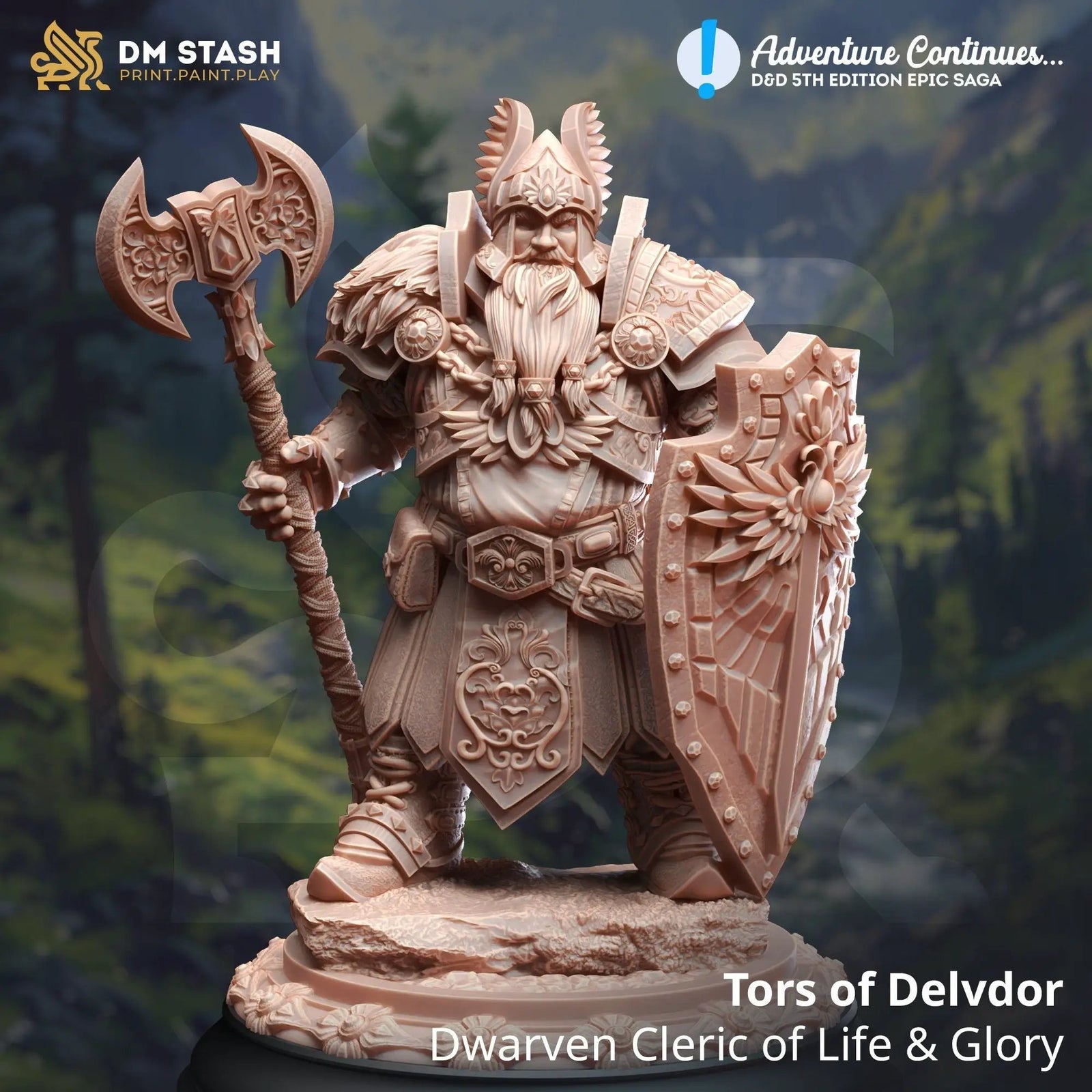 3D printed Dwarf Cleric model by Last Hope Miniatures, detailed fantasy dwarf figure for tabletop gaming and display.