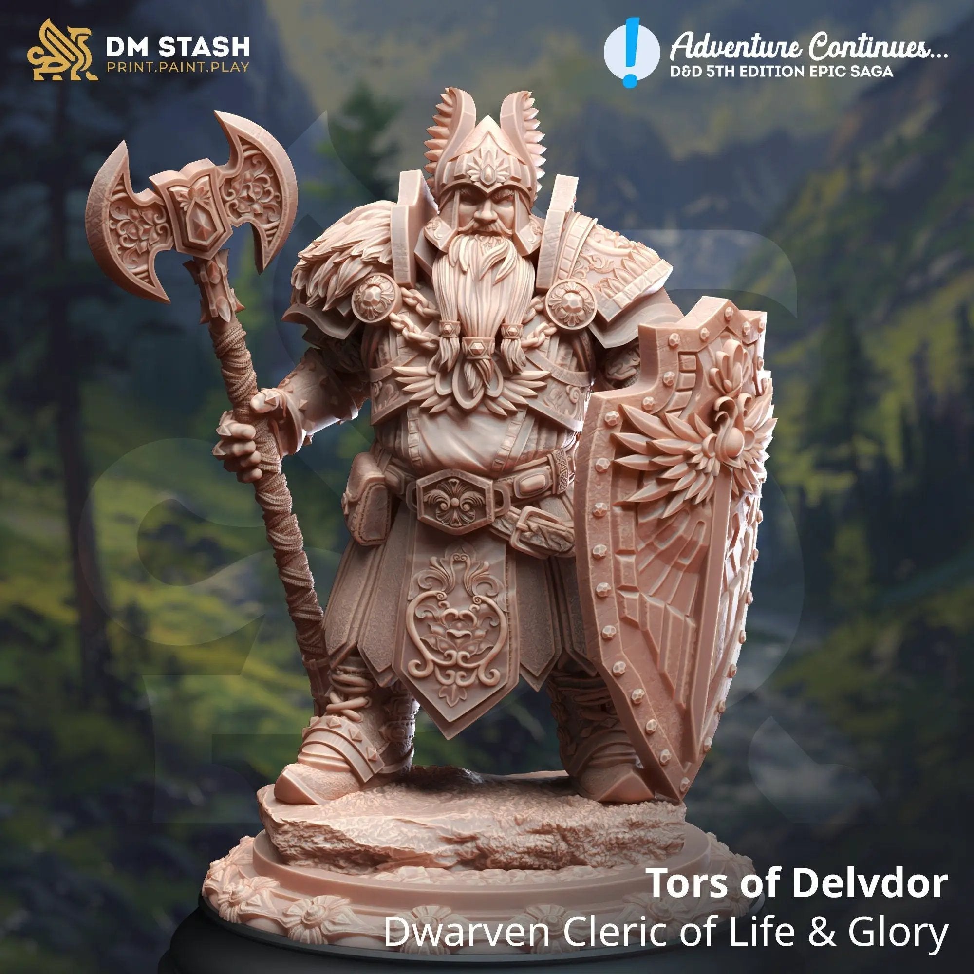 3D printed Dwarf Cleric model by Last Hope Miniatures, detailed fantasy dwarf figure for tabletop gaming and display.