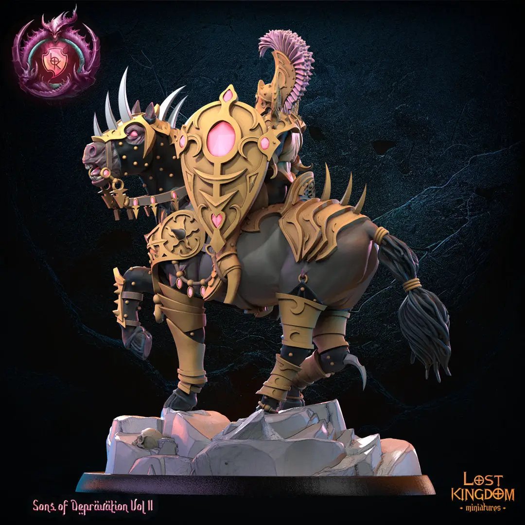 3D printed Eidrian Slice Perversion Knight hero model by Lost Kingdom Miniatures, detailed fantasy miniature figure.