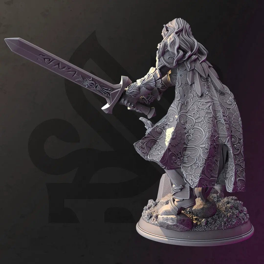 3D printed Elf Paladin model by Last Hope Miniatures, detailed fantasy figure with armor and sword, suitable for tabletop gaming.