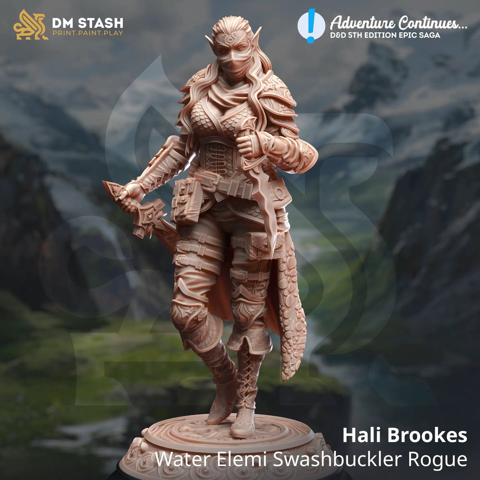 3D printed Elf Rogue model by Last Hope Miniatures, featuring detailed craftsmanship and dynamic pose for tabletop gaming.