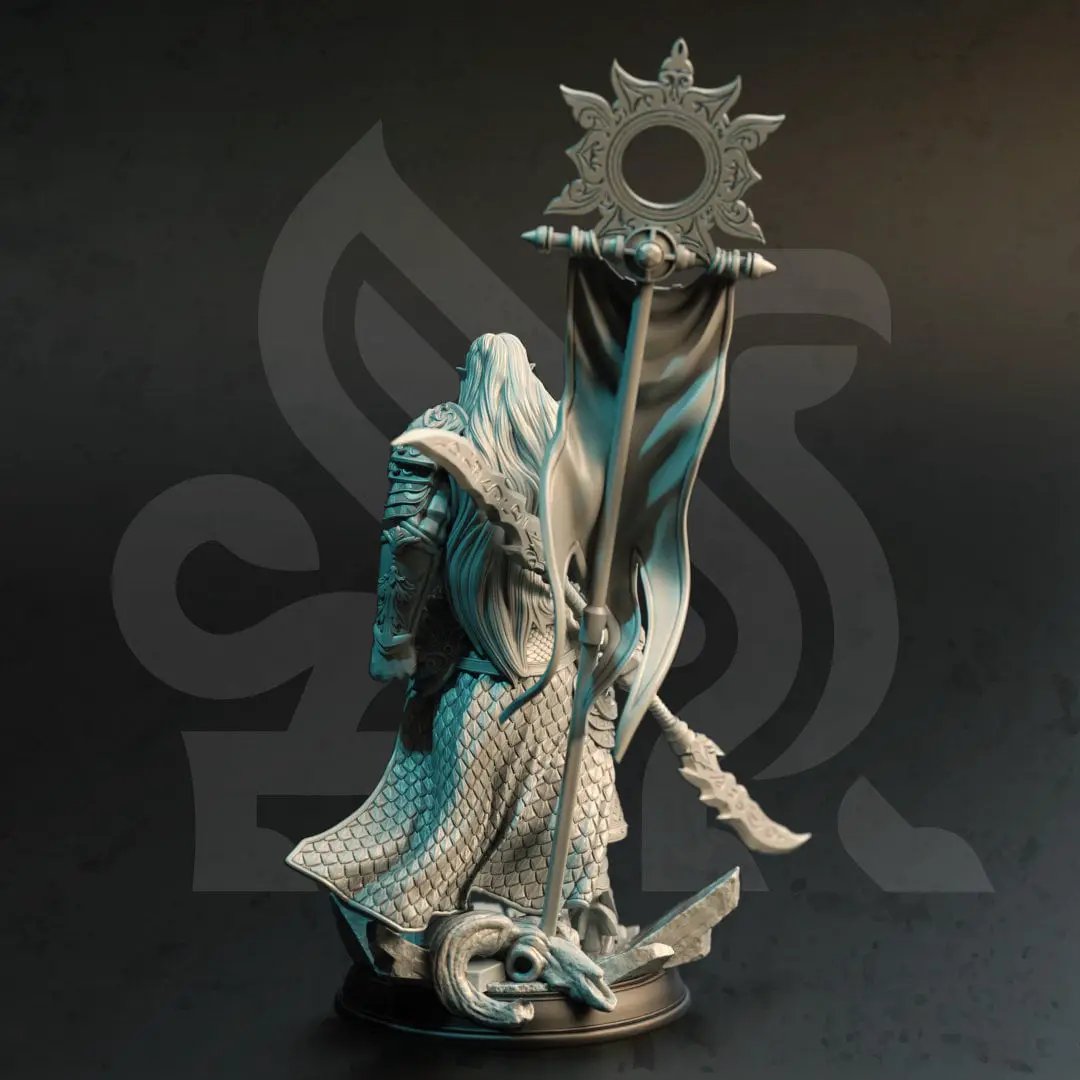3D printed Elven Eldritch Knight model by Last Hope Miniatures, detailed fantasy figure from DM Stash, showcasing intricate armor and weaponry.