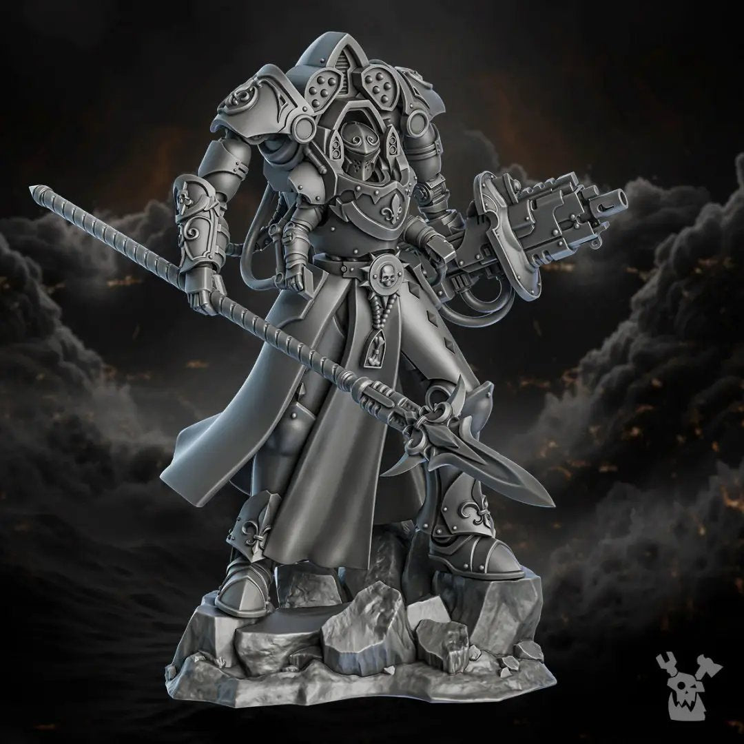 3D printed Saint exosuit model by DakkaDakka Miniatures, detailed miniature figure from Last Hope Miniatures collection.