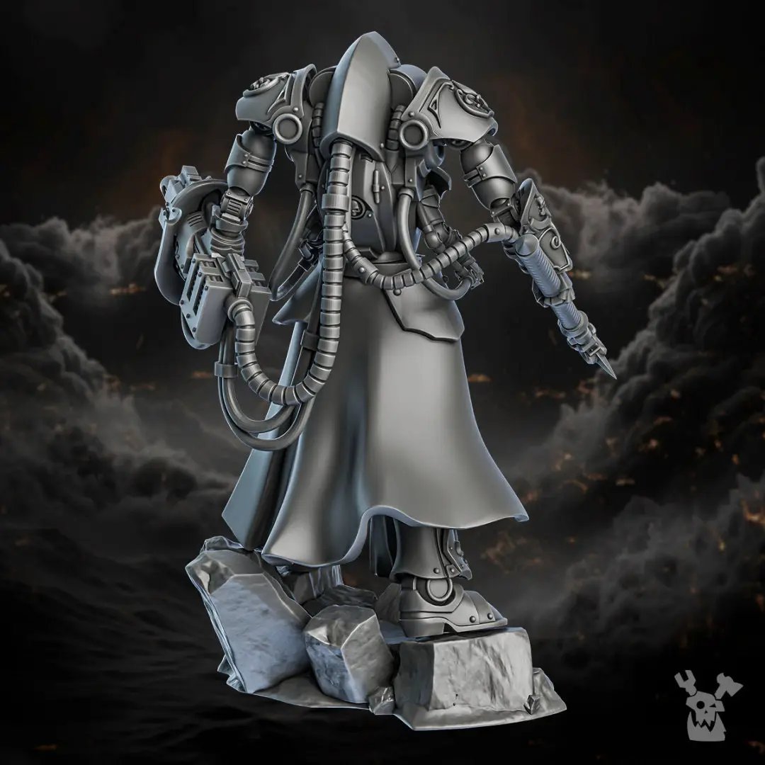 3D printed Saint exosuit model by DakkaDakka Miniatures, detailed sci-fi armor with intricate design from Last Hope Miniatures.