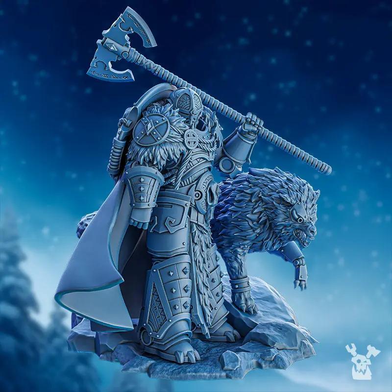 3D printed Fein'ar the Wolfborn model by Last Hope Miniatures, detailed wolf-themed fantasy miniature for tabletop gaming