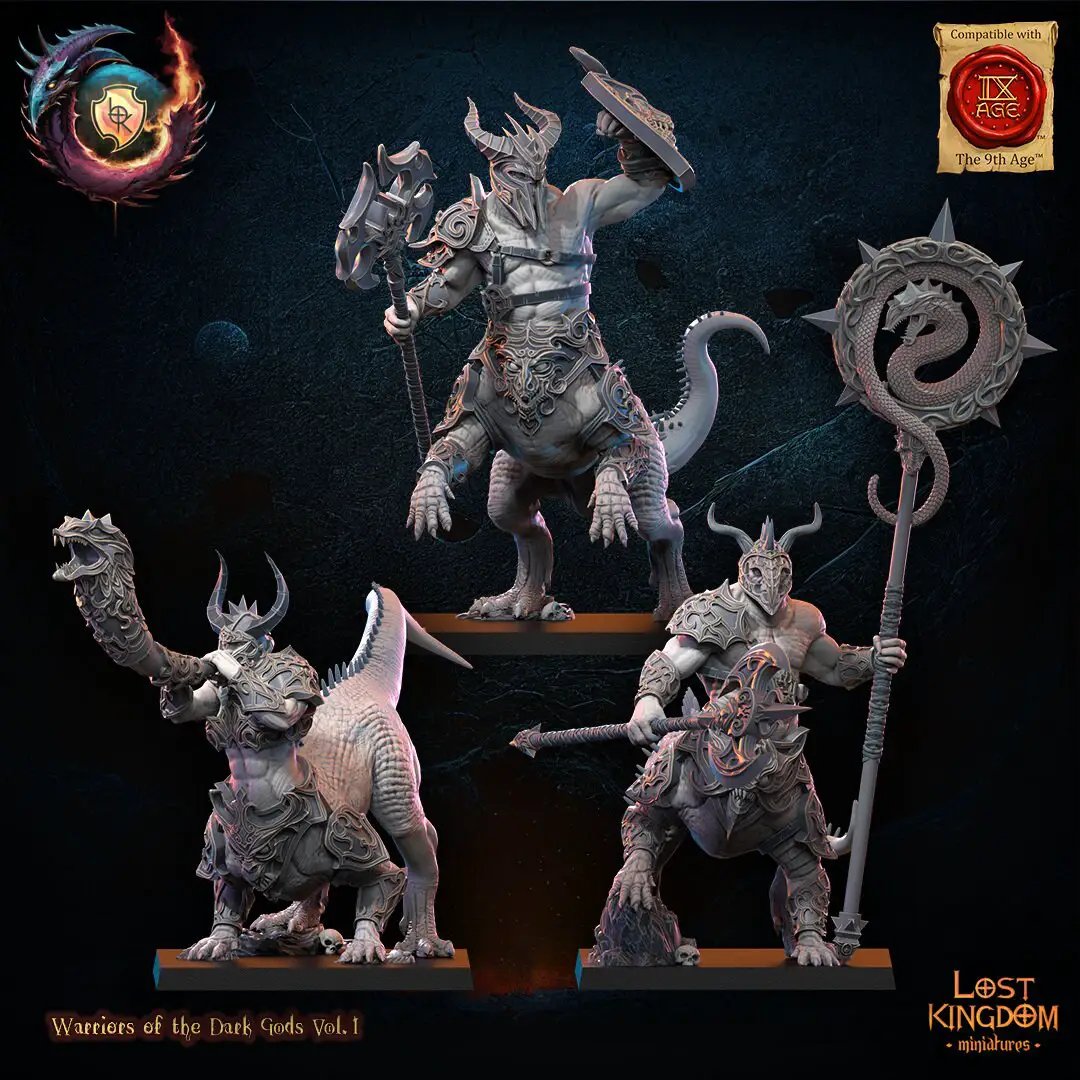 3D printed Feldrak Command Group model by Last Hope Miniatures for Lost Kingdom Miniatures, showcasing detailed fantasy creature figures.