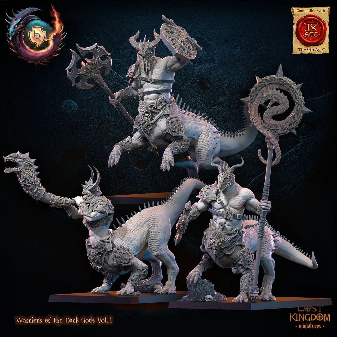 3D printed Feldrak Command Group model by Lost Kingdom Miniatures, featuring detailed figures in commanding poses.