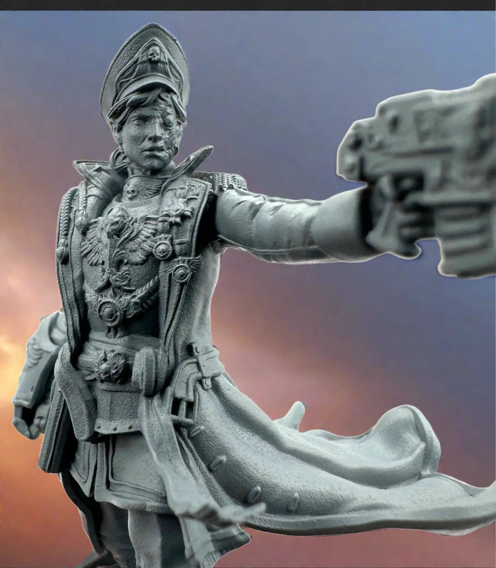 3D printed female officer model from Last Hope Miniatures by 3DArtGuy Miniatures, detailed figure with tactical uniform and equipment.