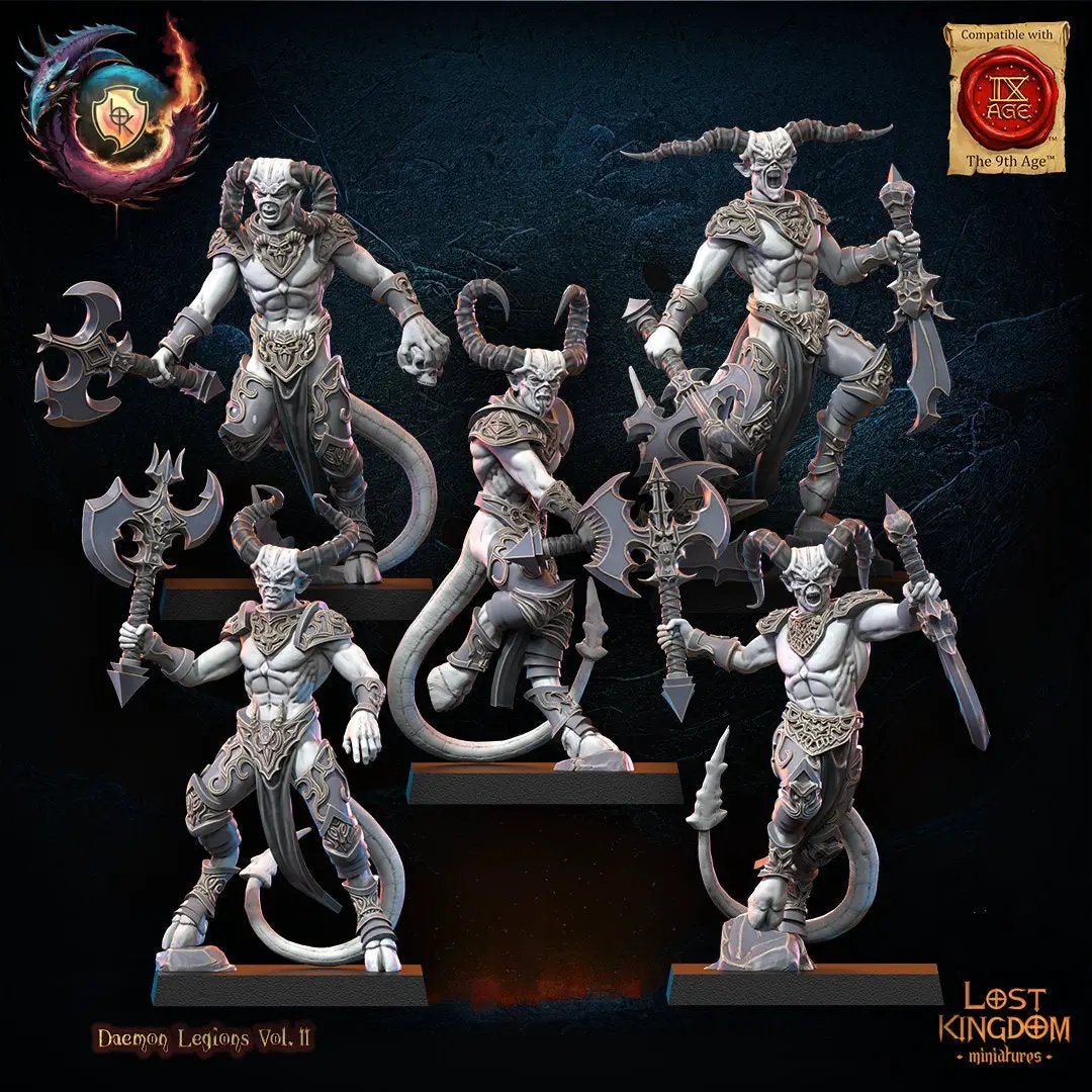 3D printed Fiend Battle Troupe model by Lost Kingdom Miniatures, featuring detailed fantasy creature figures for tabletop gaming.