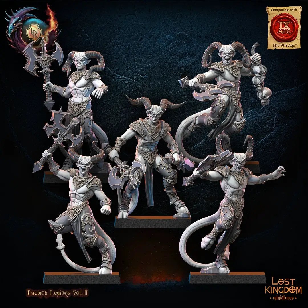 3D printed Fiend Battle Troupe model by Lost Kingdom Miniatures, detailed fantasy miniature with multiple fiend figures in battle stance