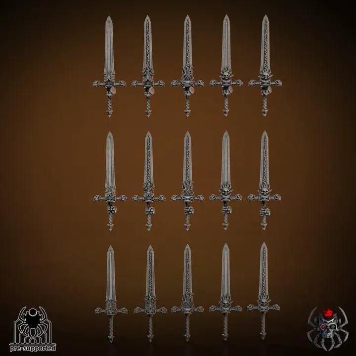 3D printed Flame Lizards Blade Master sword model by Last Hope Miniatures, featuring detailed flame lizard design on a miniature model.