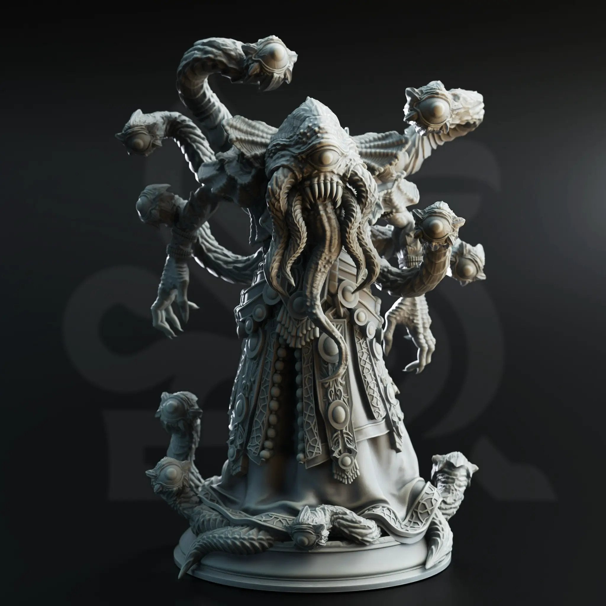 3D printed model of the Flayer Hybrid of the Deep from DM Stash by Last Hope Miniatures, showcasing intricate details and textures.