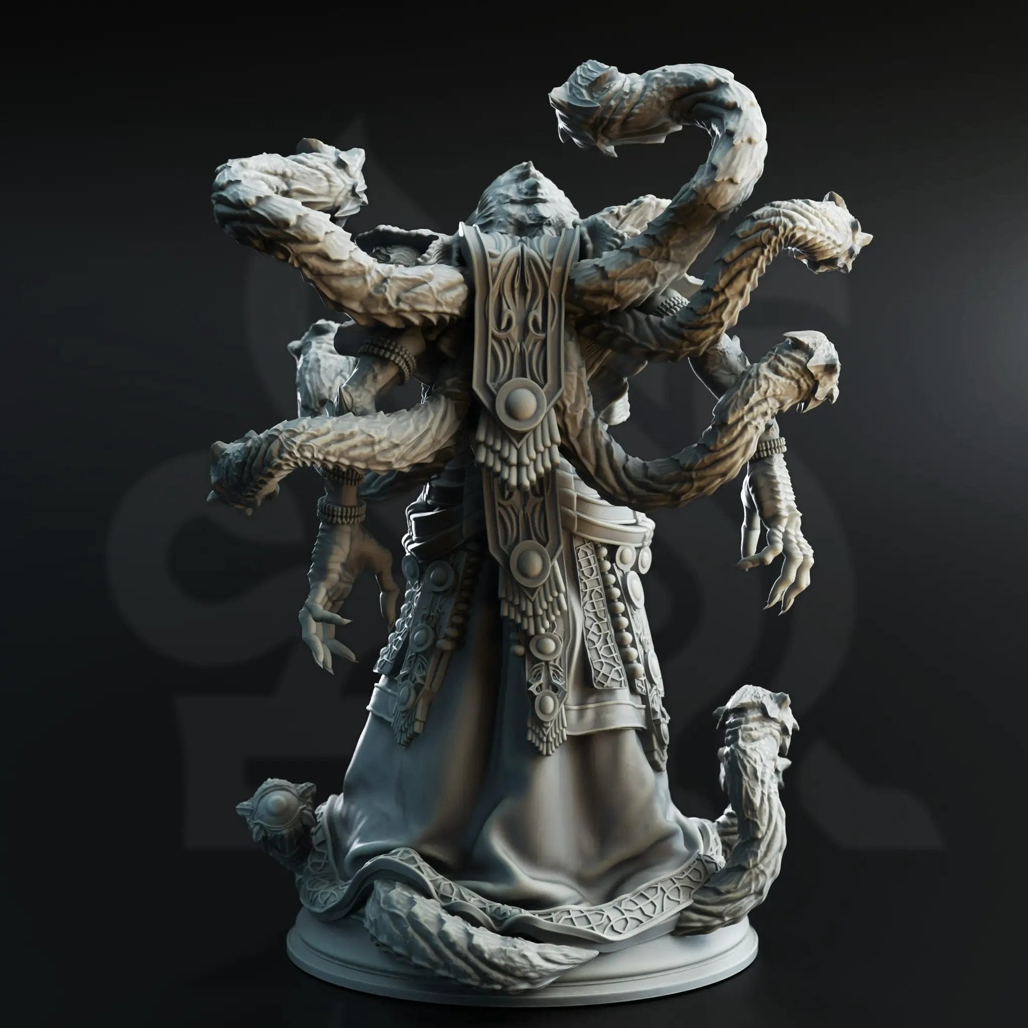 3D printed model of the Flayer Hybrid of the Deep by DM Stash, created by Last Hope Miniatures, showing intricate details and textures.