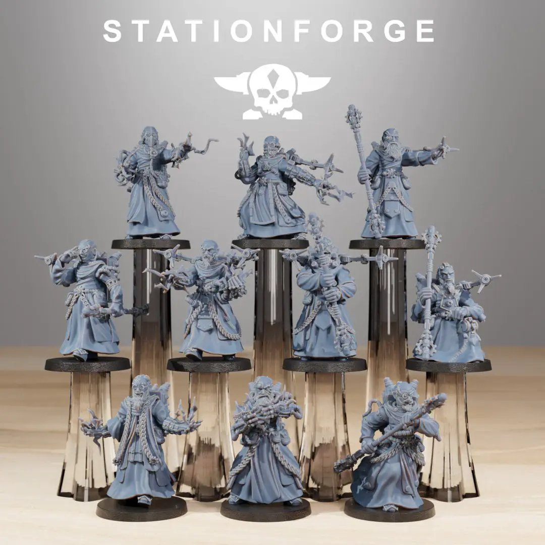 3D printed Forager Preachers model by Last Hope Miniatures, part of StationForge's set of 10 miniatures for tabletop gaming.