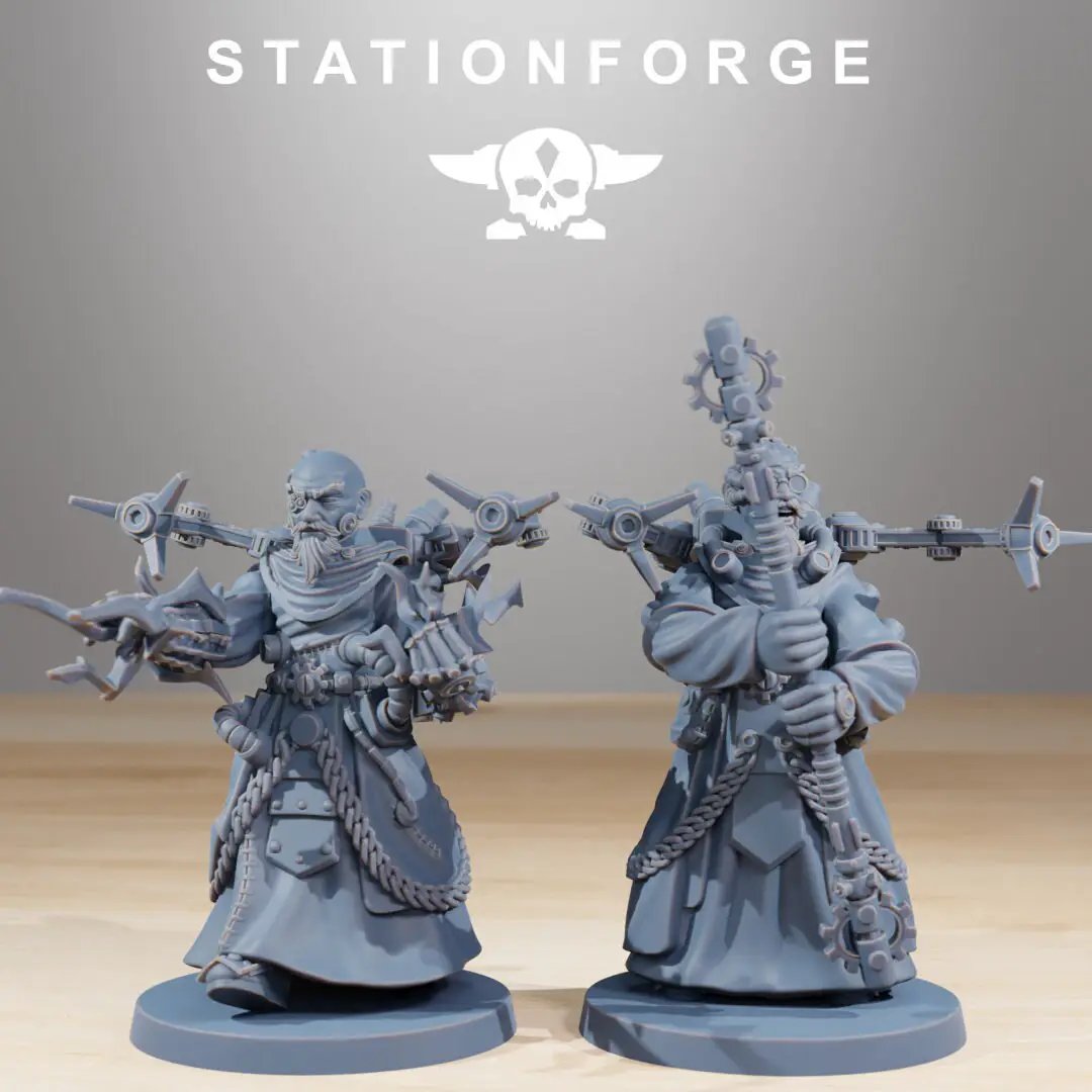 10 3D printed Forager Preacher models by StationForge for Last Hope Miniatures, detailed fantasy tabletop gaming figures.