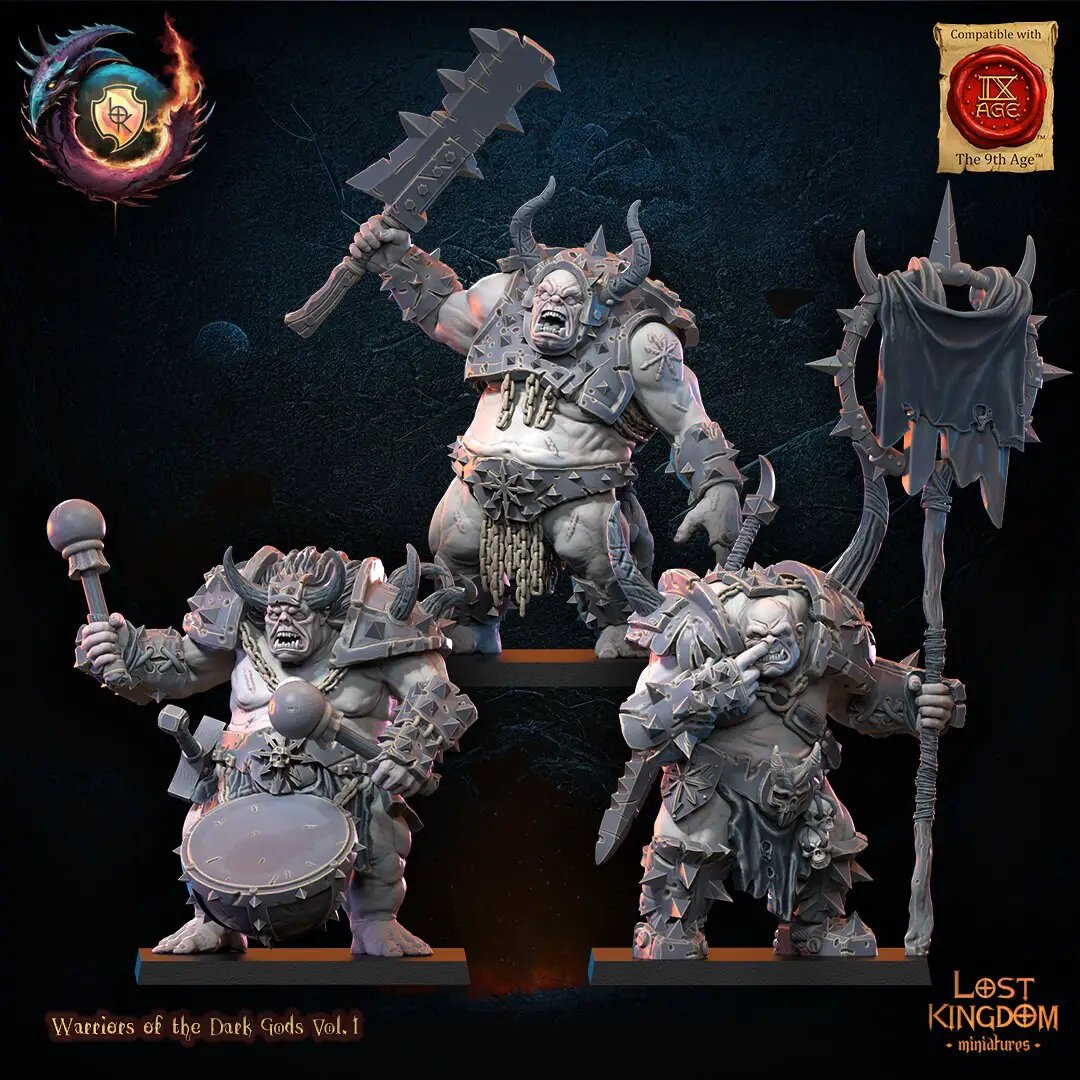 3D printed Forsworn Command Group model by Lost Kingdom Miniatures, featuring detailed figures in armor and weapons.