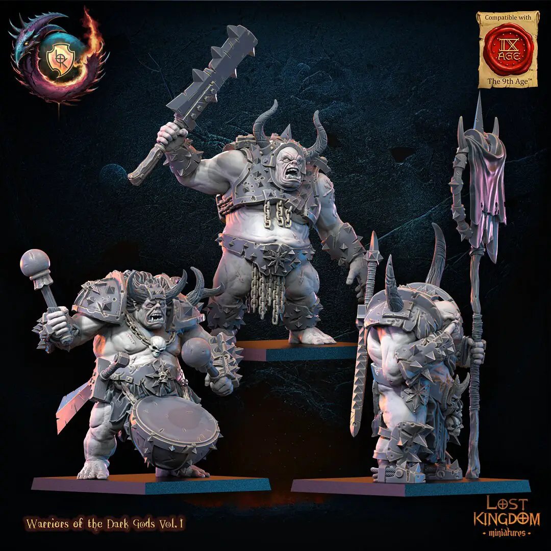 3D printed Forsworn Command Group model by Lost Kingdom Miniatures, featuring detailed figures in fantasy armor and weapons.