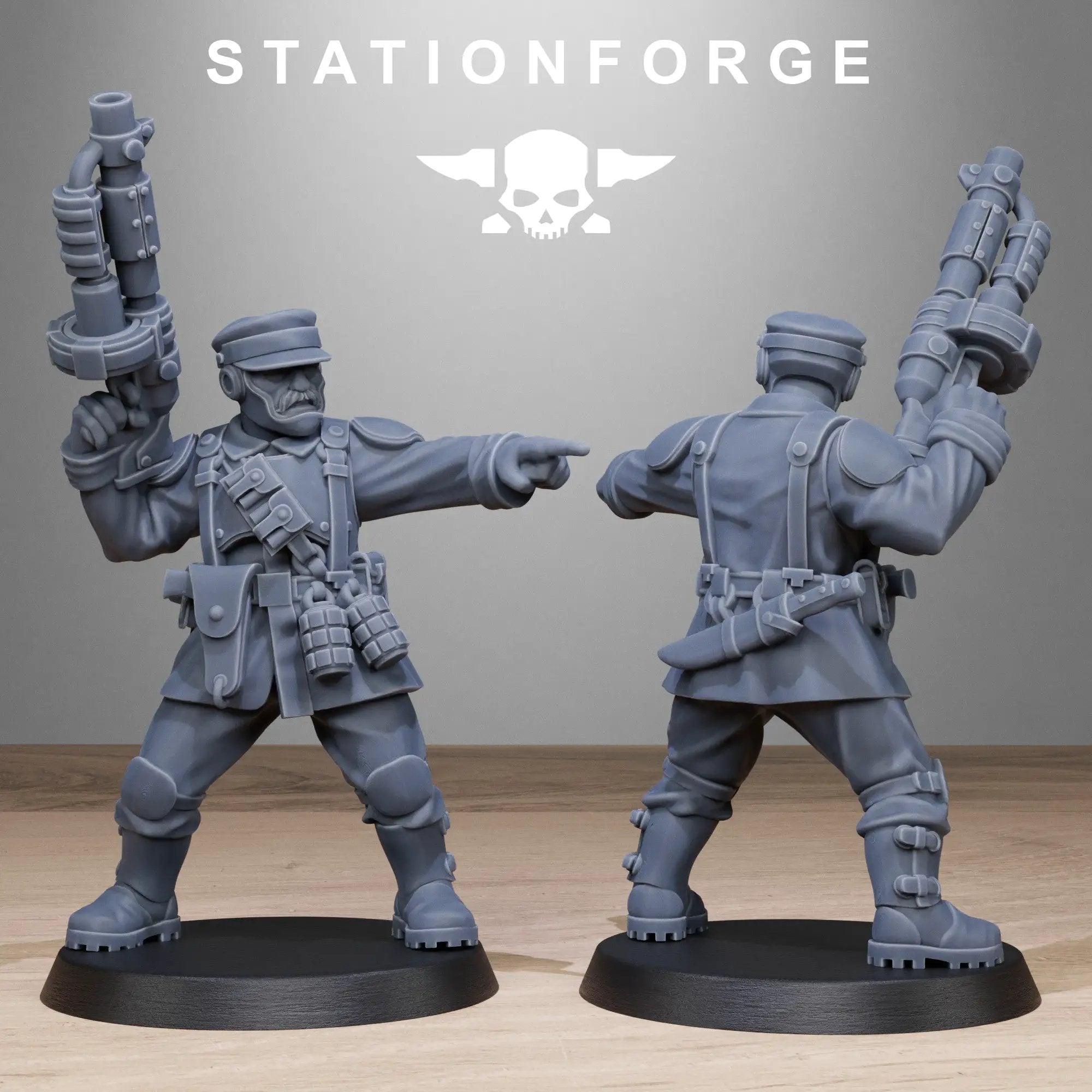 3D printed FreeGuard Infantry model by Last Hope Miniatures, detailed sci-fi soldier with armor and weaponry from StationForge Miniatures.