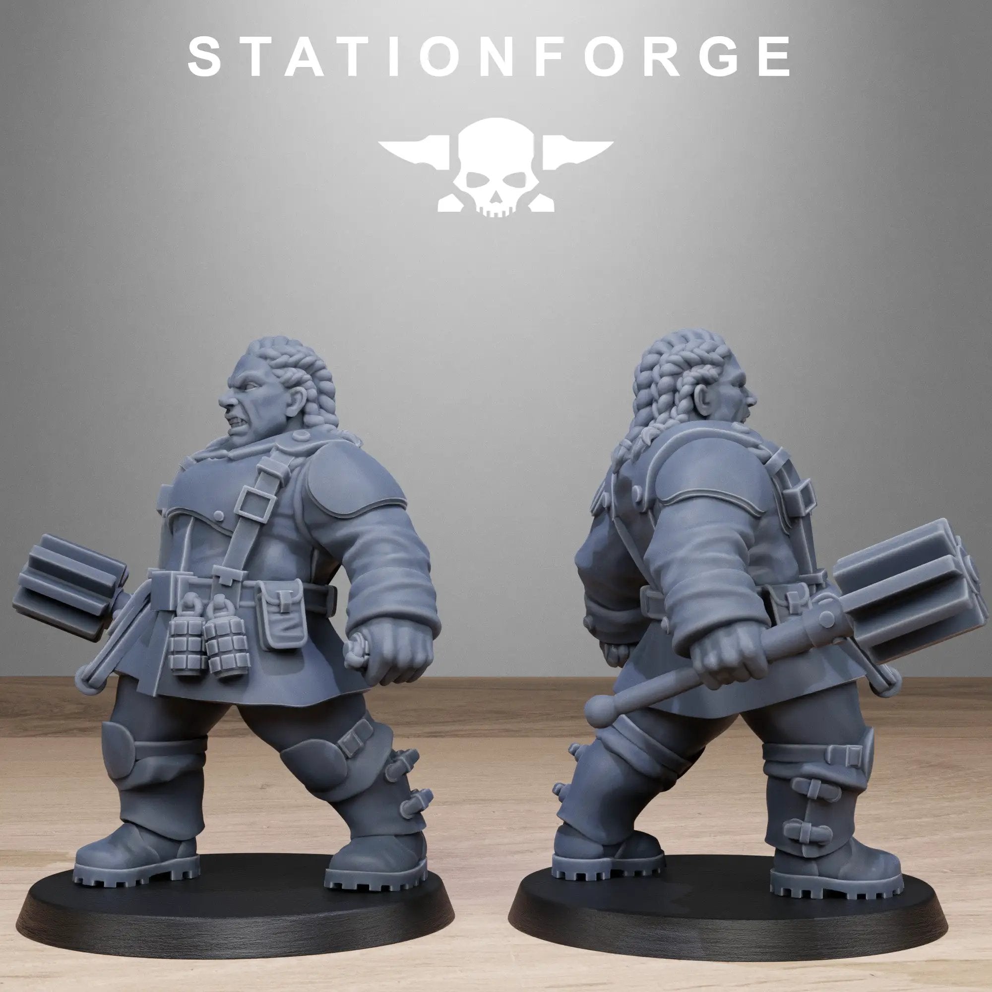 Three-dimensional printed FreeGuard Mutant Sisters model set by StationForge Miniatures, designed for Last Hope Miniatures tabletop game.