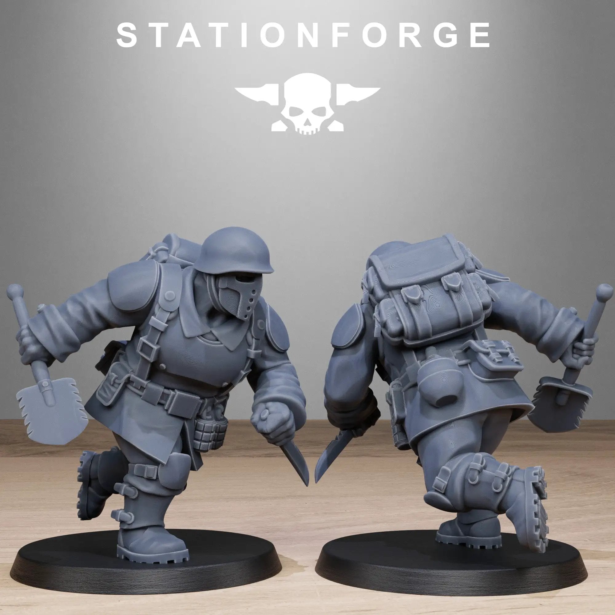 10 3D printed FreeGuard Mutant Sisters miniatures by StationForge for Last Hope Miniatures, detailed sci-fi model figures.