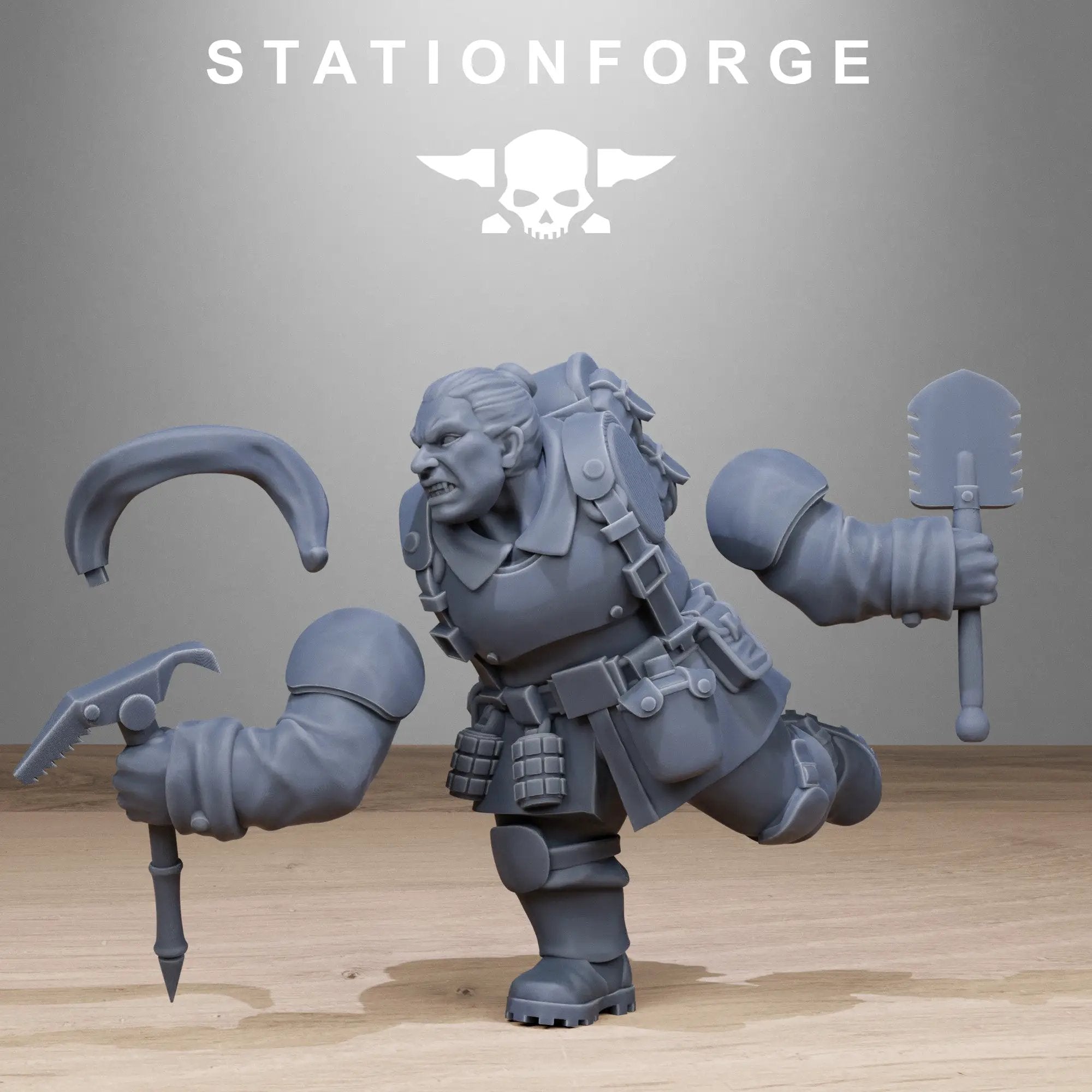 Set of 10 3D printed FreeGuard Mutant Sisters miniatures by StationForge for Last Hope Miniatures, detailed sci-fi models.