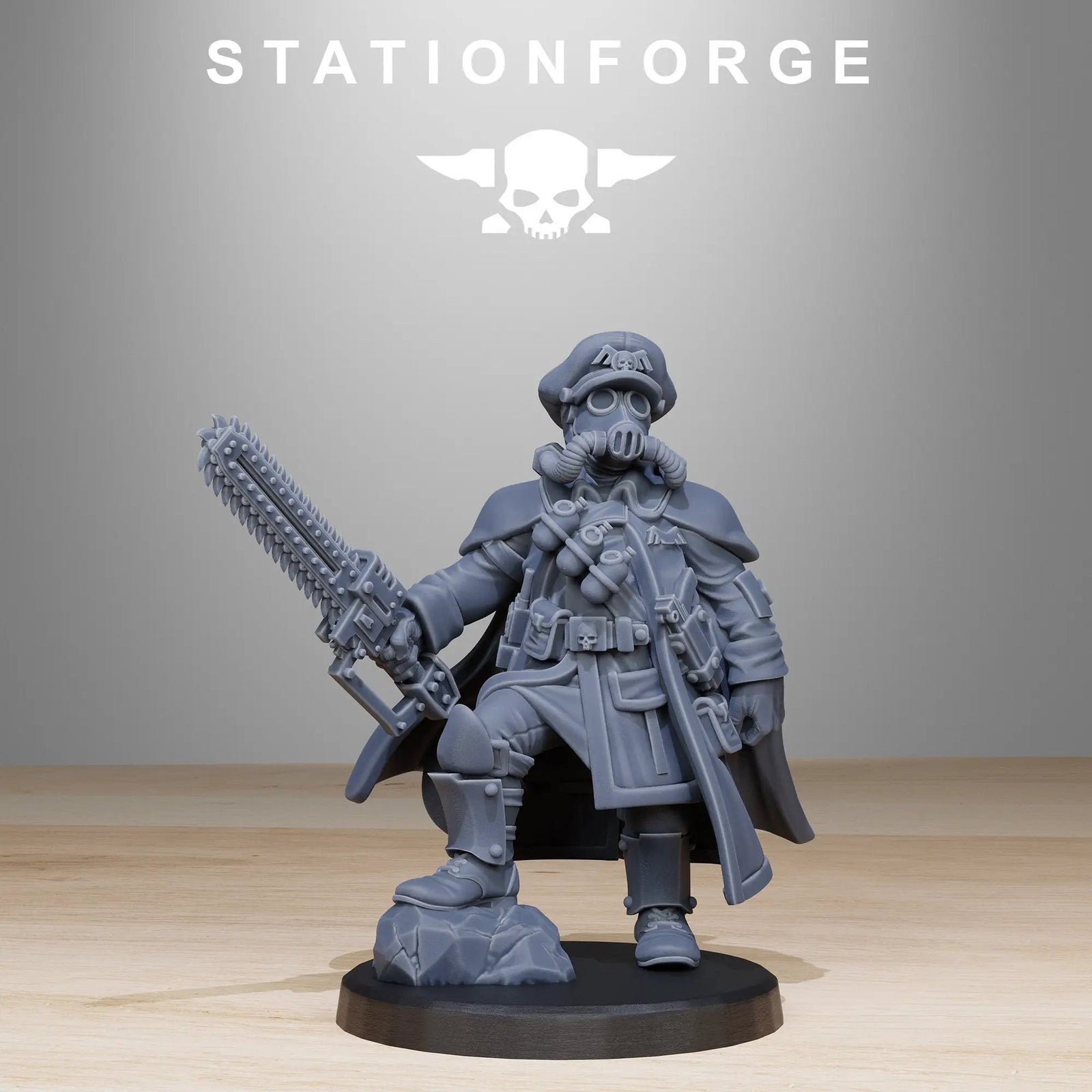 3D printed Frostwatch Officer model by StationForge Miniatures, detailed miniature figure in uniform with weapon and gear.