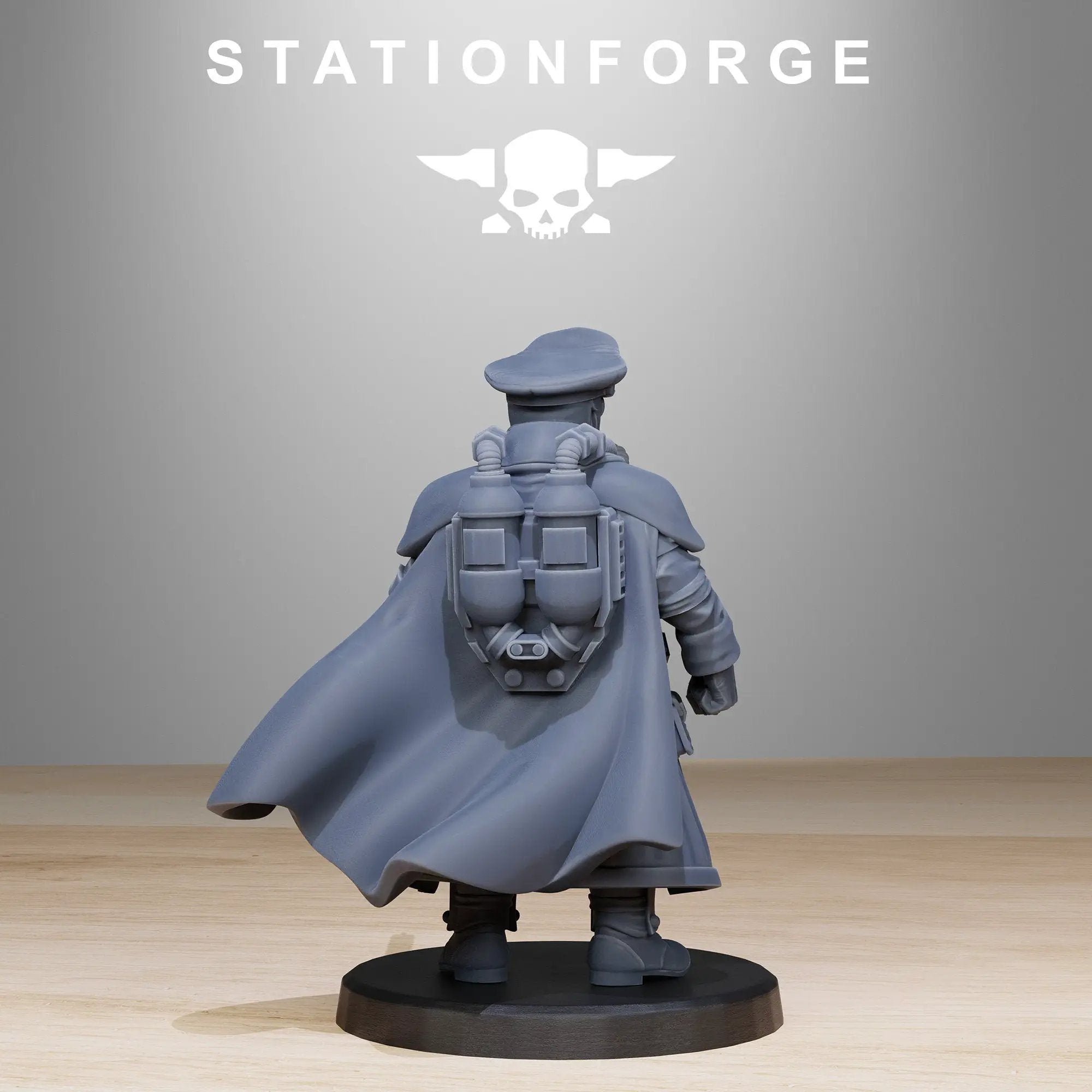 3D printed Frostwatch Officer model by StationForge Miniatures, detailed miniature figure from Last Hope Miniatures.
