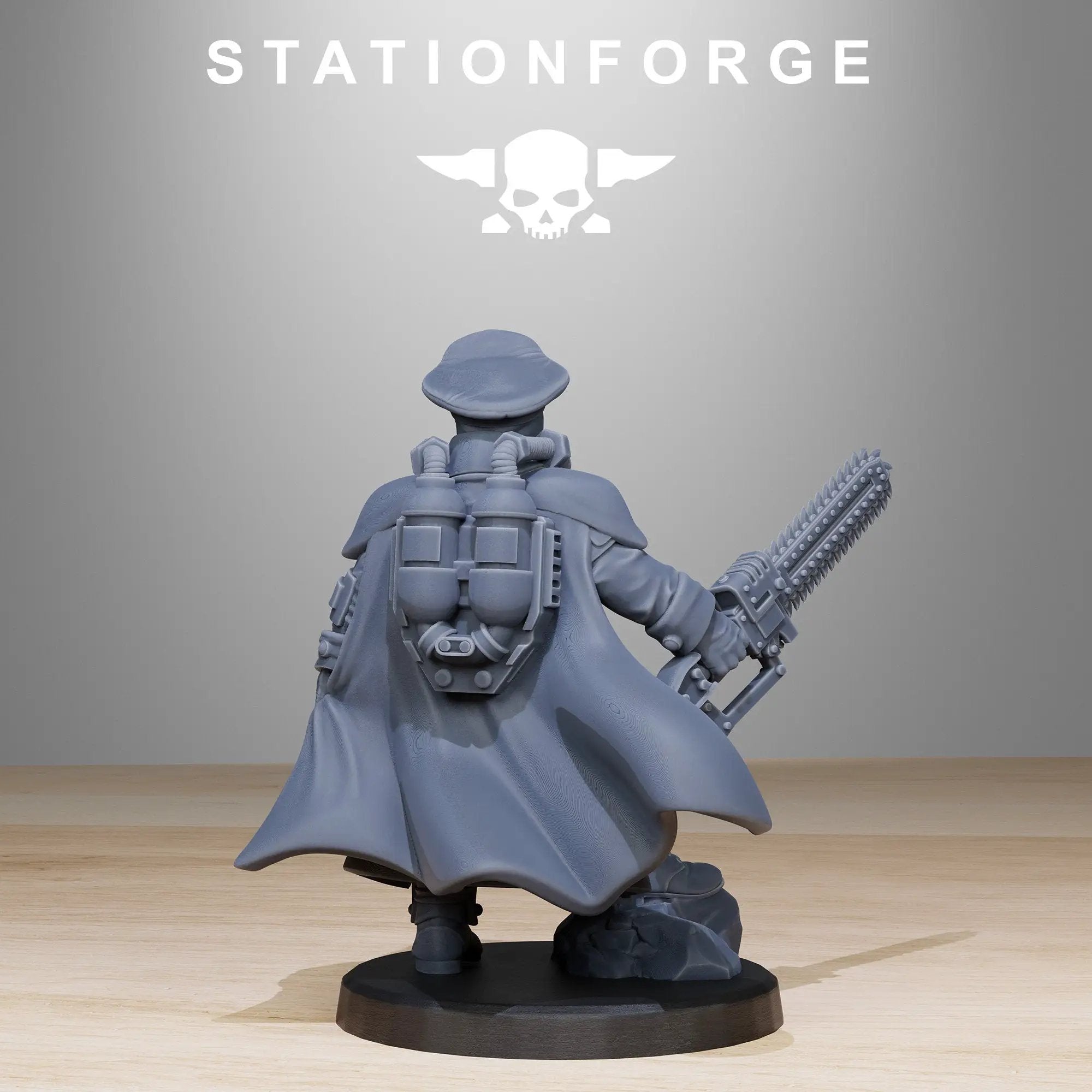 3D printed Frostwatch Officer model by Last Hope Miniatures, featuring detailed armor and weaponry, suitable for tabletop gaming.