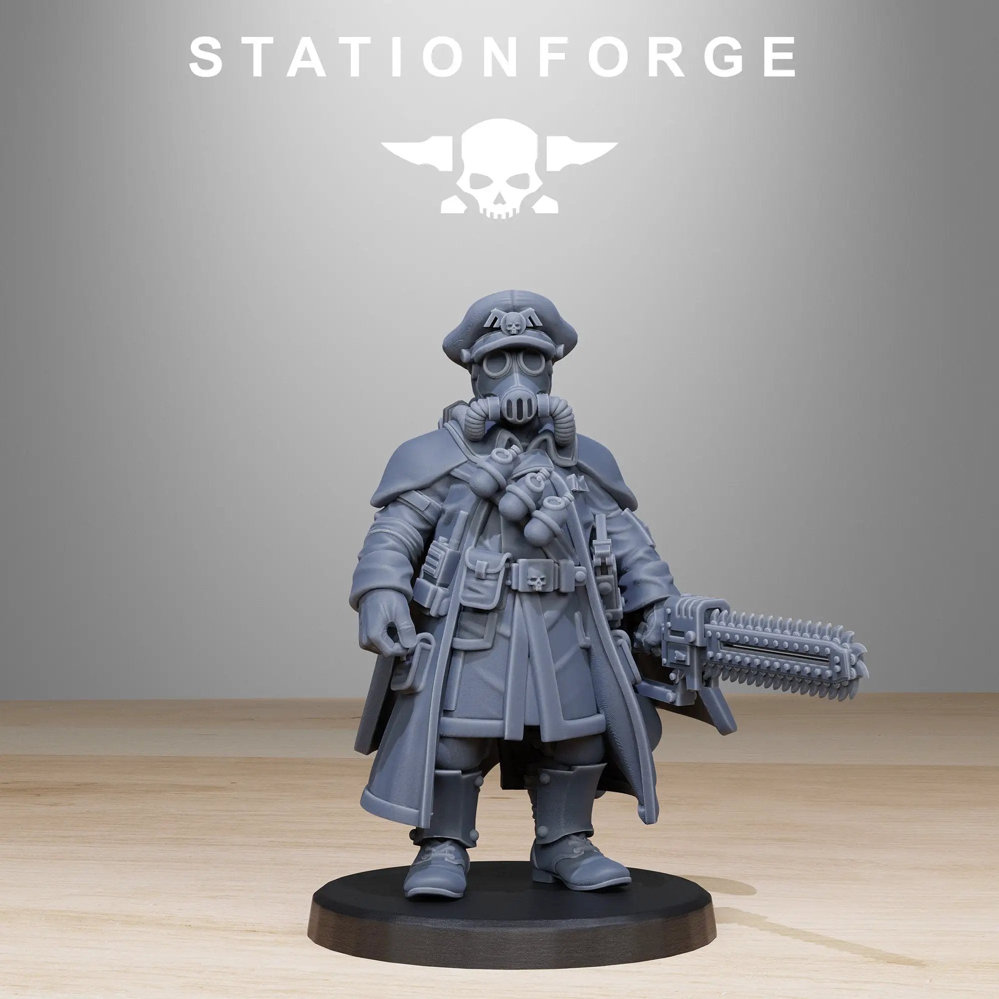 3D printed Frostwatch Officer model by StationForge Miniatures for Last Hope Miniatures, featuring detailed armor and weaponry.