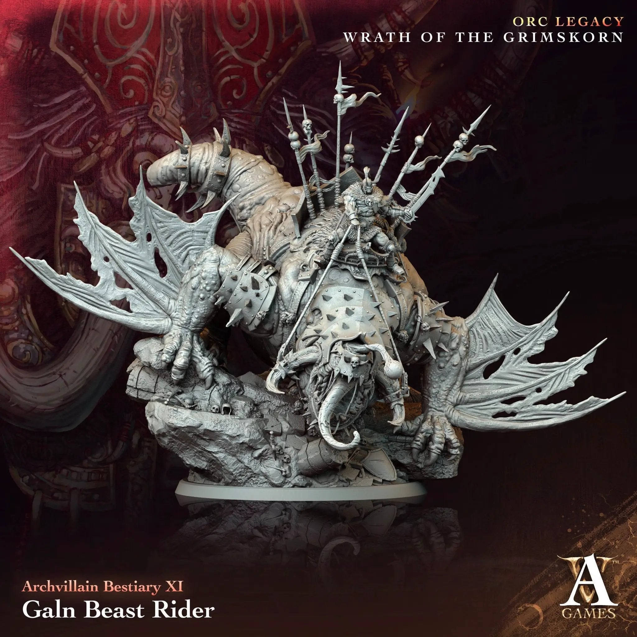 3D printed Galn Beast Rider model by Last Hope Miniatures, featuring detailed armor and a fierce beast companion.