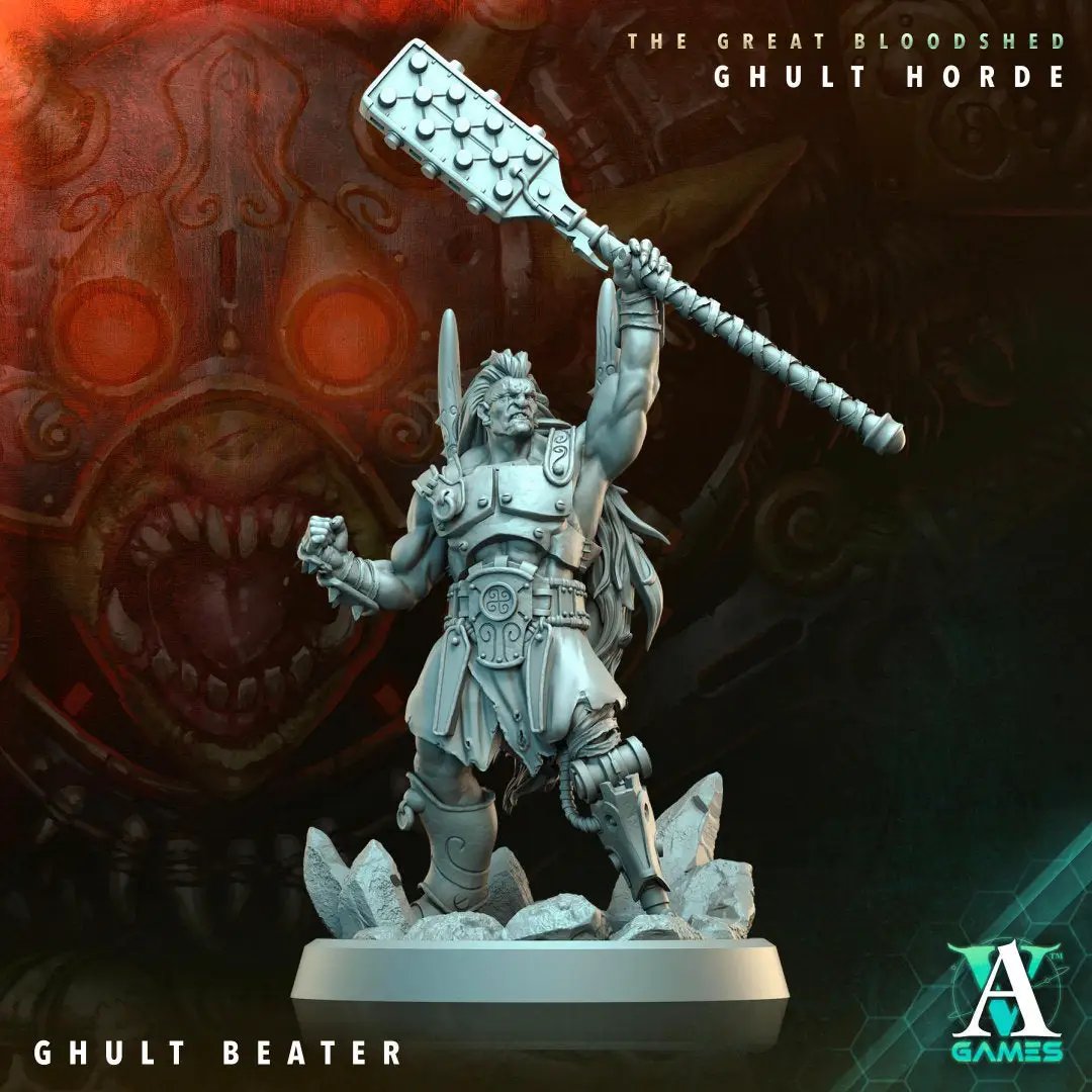 3D printed Ghult Beater model by Last Hope Miniatures, featuring intricate details and a dynamic pose from Archvillain Games.