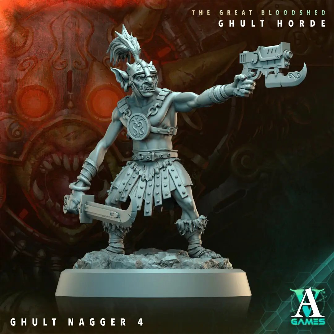3D printed Ghult Nagger model by Last Hope Miniatures for Archvillain Games, featuring detailed sculpt and intricate design.
