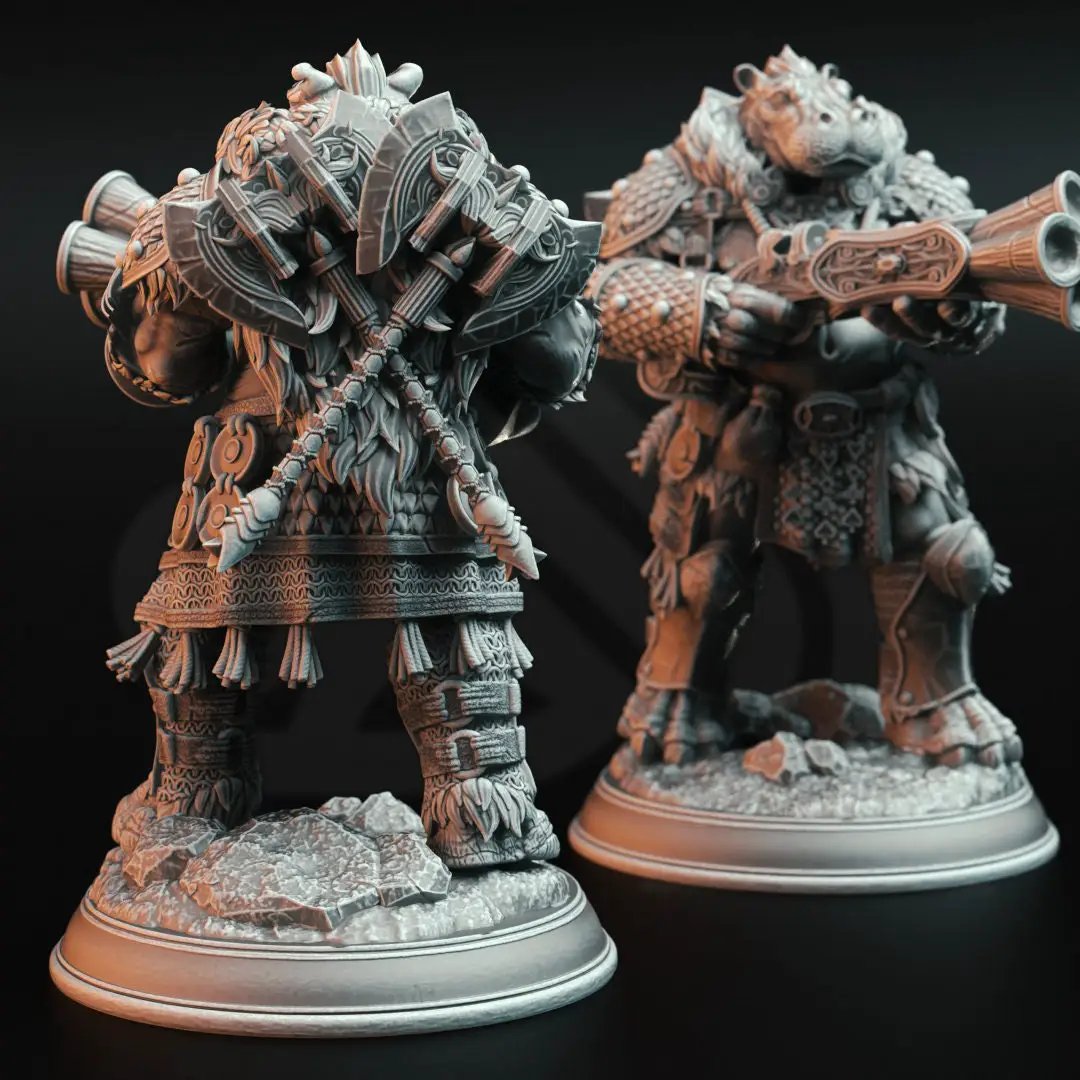 3D printed Giff Dragon Hunter model by Last Hope Miniatures, detailed fantasy figure from DM Stash collection