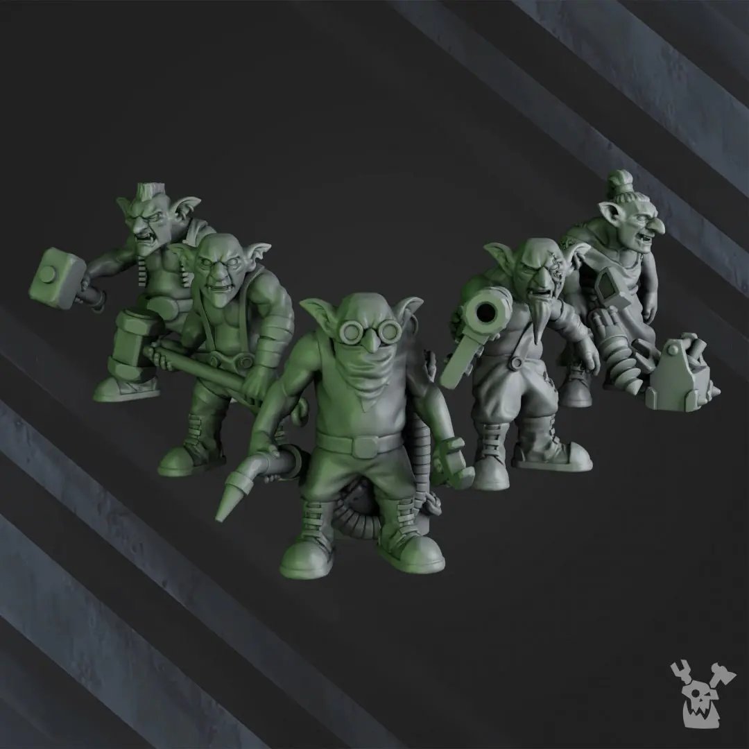 3D printed Gobbo Squad model by Last Hope Miniatures for DakkaDakka Miniatures, featuring detailed goblin figures in a dynamic pose.