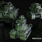 Three 3D printed Gobbo Wagons miniatures by Last Hope Miniatures, designed for tabletop gaming, shown from various angles.