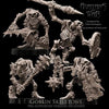 Four 3D printed Goblin Skeleton models by Last Hope Miniatures for Avatars of War, detailed undead goblin skeleton figures.