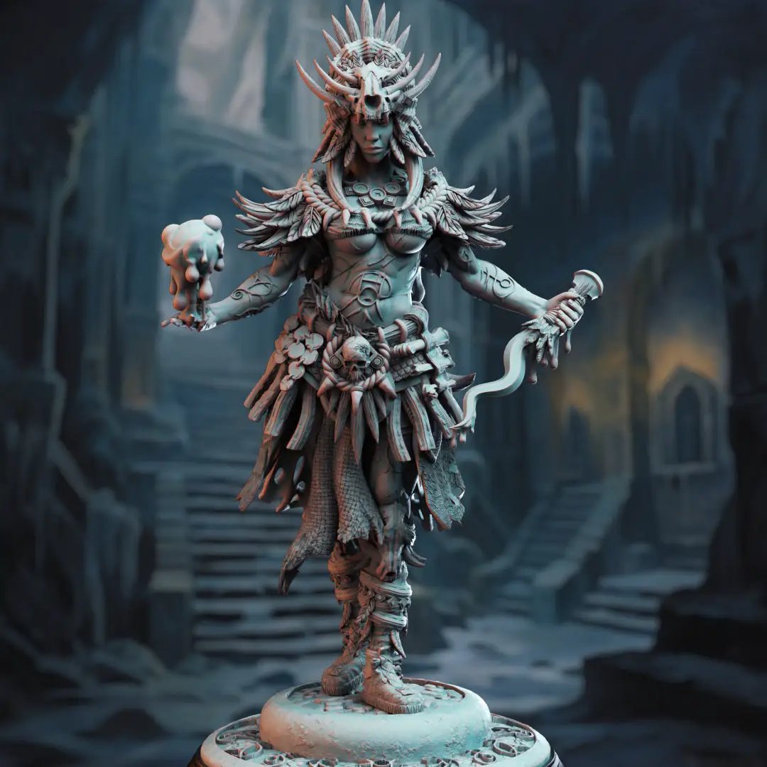 3D printed Goliath Blood Shaman Priestess model by Last Hope Miniatures, detailed fantasy figure for tabletop gaming.