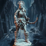 3D printed Goliath Hunter Ranger model by Last Hope Miniatures for DM Stash, detailed miniature figure on a display stand.
