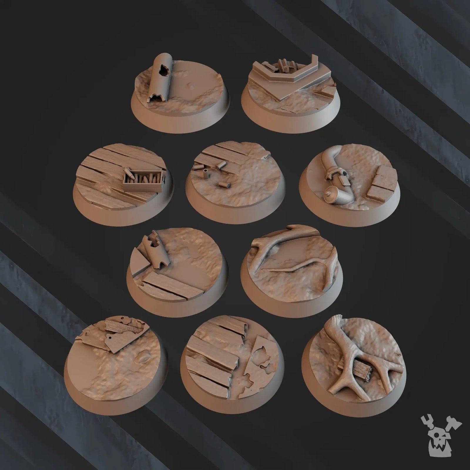 3D printed Green Hell Division model base set by Last Hope Miniatures, featuring detailed terrain and miniature bases for tabletop gaming.